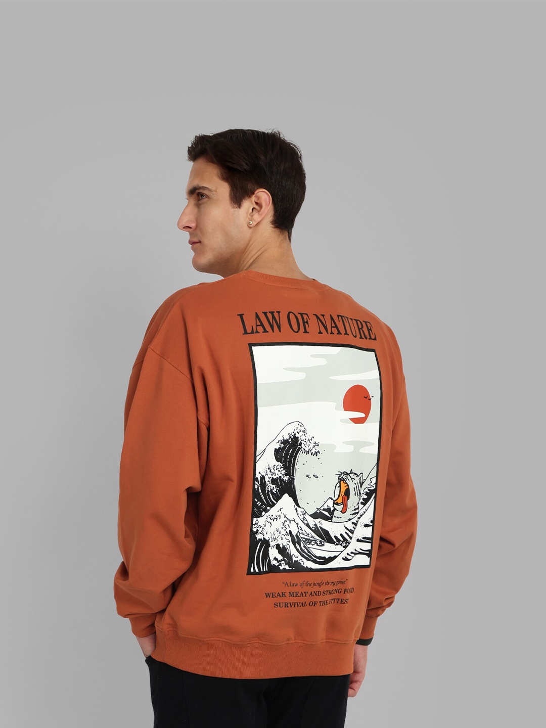 

TOMHIDDLE Graphic Printed Pure Cotton Oversized Pullover, Rust