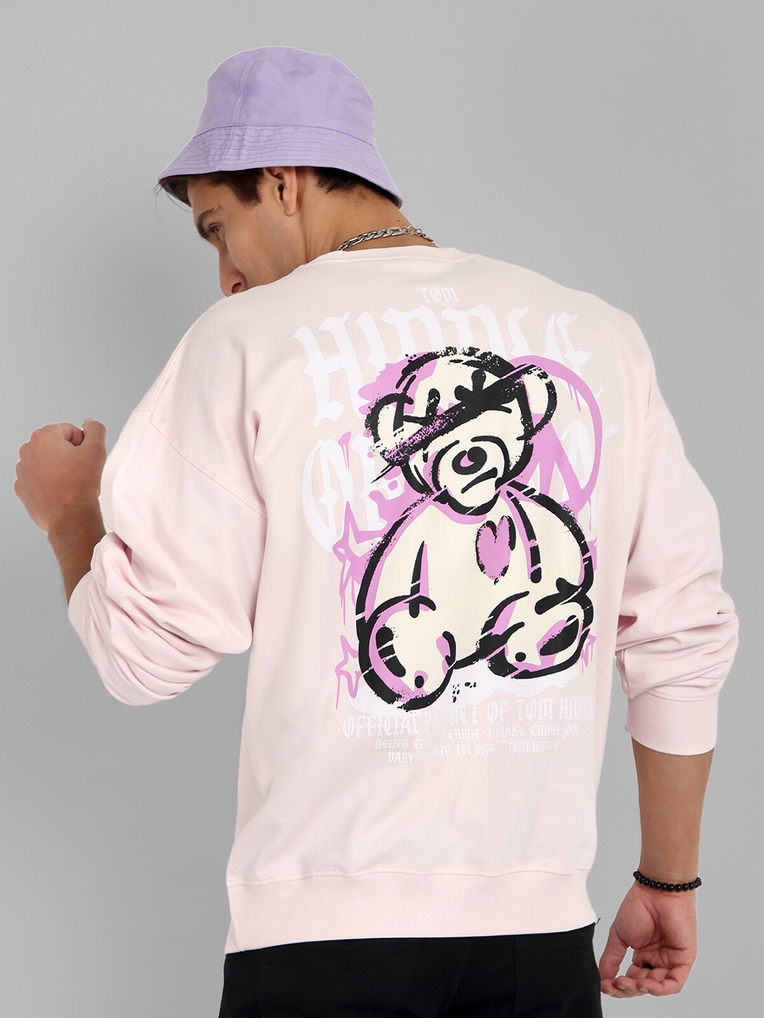 

TOMHIDDLE Graphic Printed Pure Cotton Sweatshirt, Pink