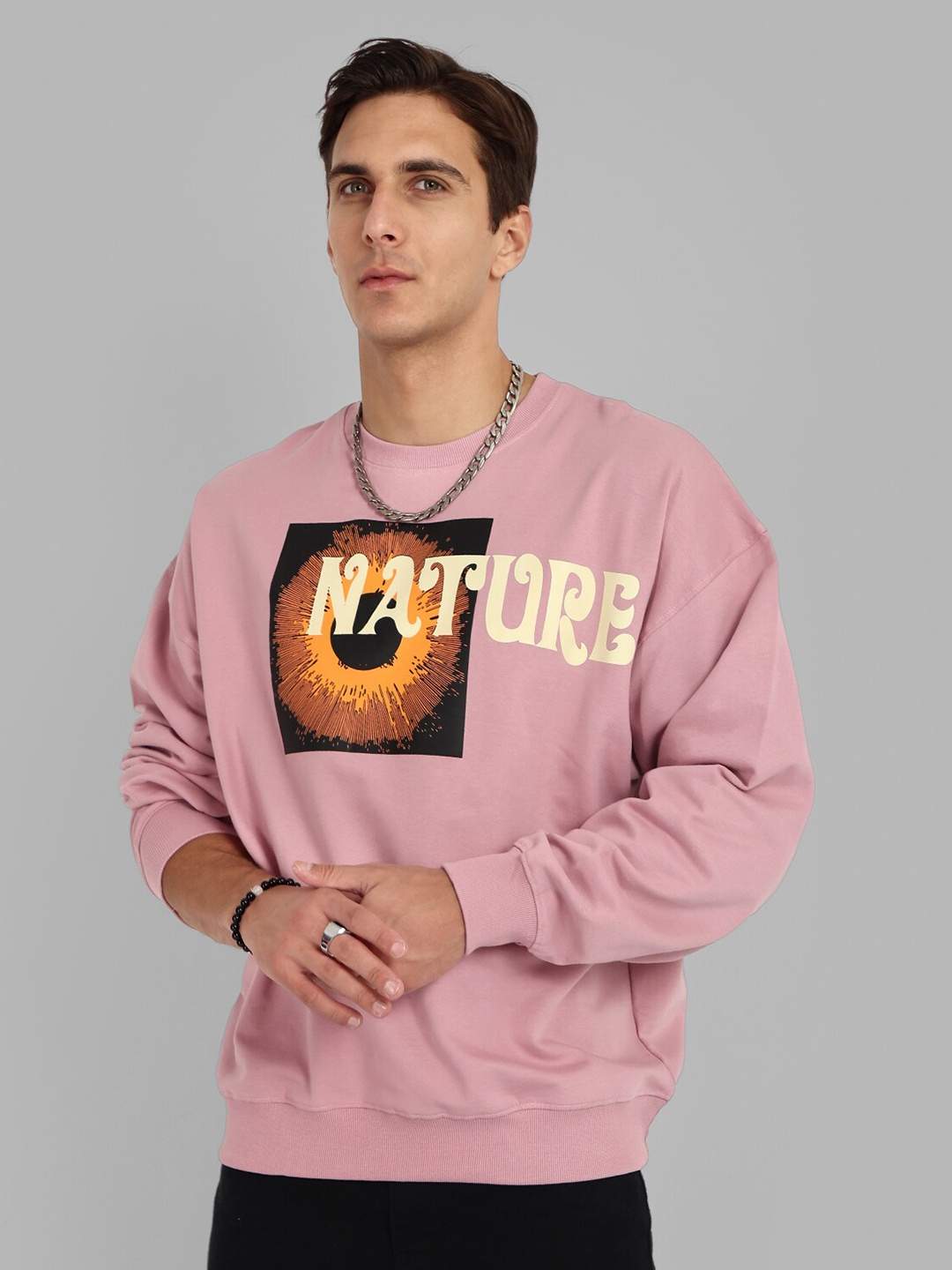 

TOMHIDDLE Graphic Printed Pure Cotton Sweatshirt, Pink