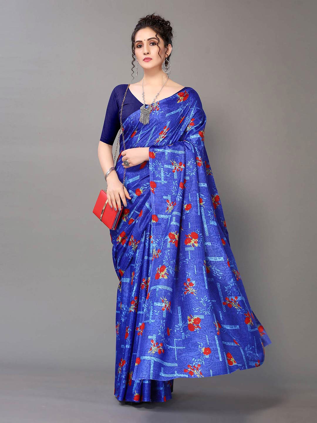 

HRITIKA Ethnic Motifs Art Silk Saree, Blue