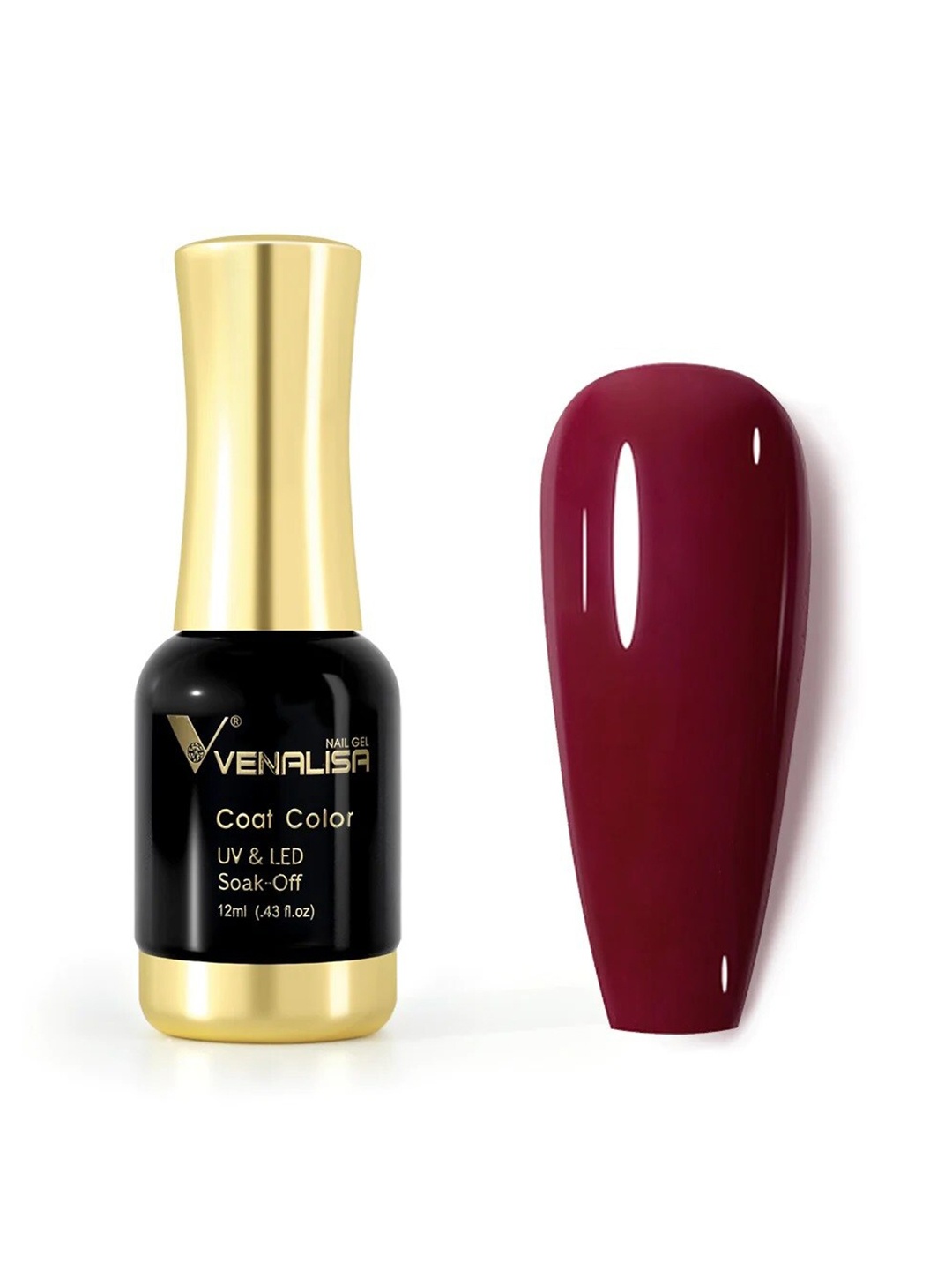 VENALISA Coat Color UV & LED Soak Off Gel Nail Polish 12ml - Claret-Red 1039, Maroon