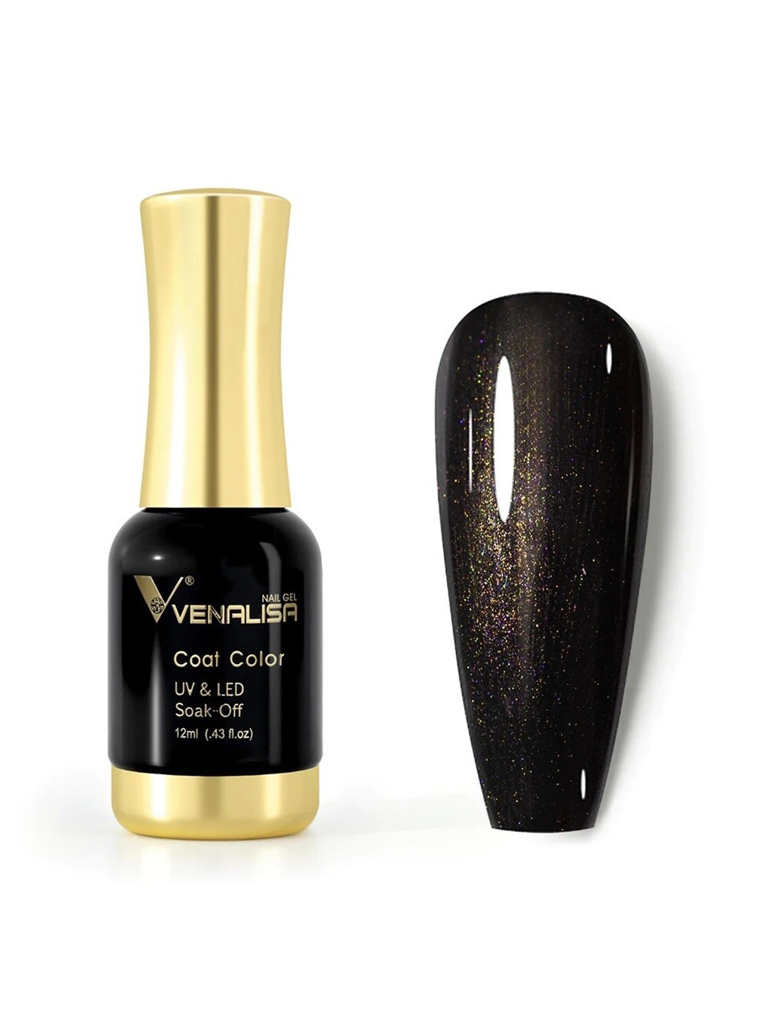 

VENALISA Coat Color UV & LED Soak Off Gel Nail Polish 12ml - Pearly Grey Black 1101