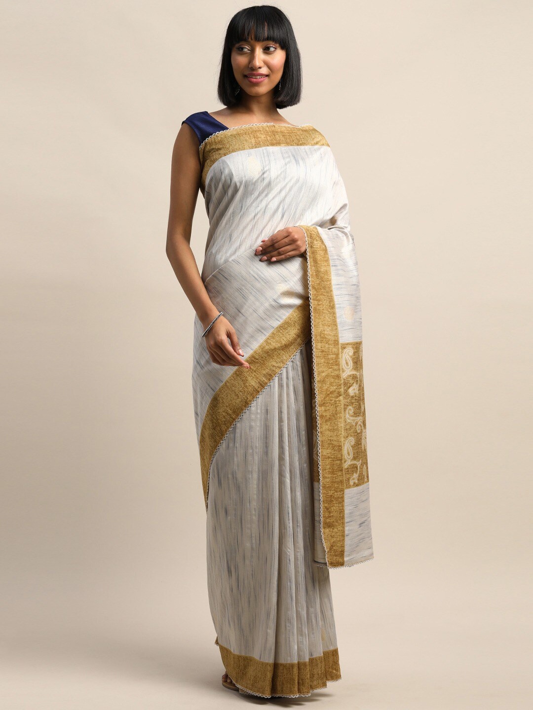 

KALINI Ethnic Motif Woven Design Saree, Grey