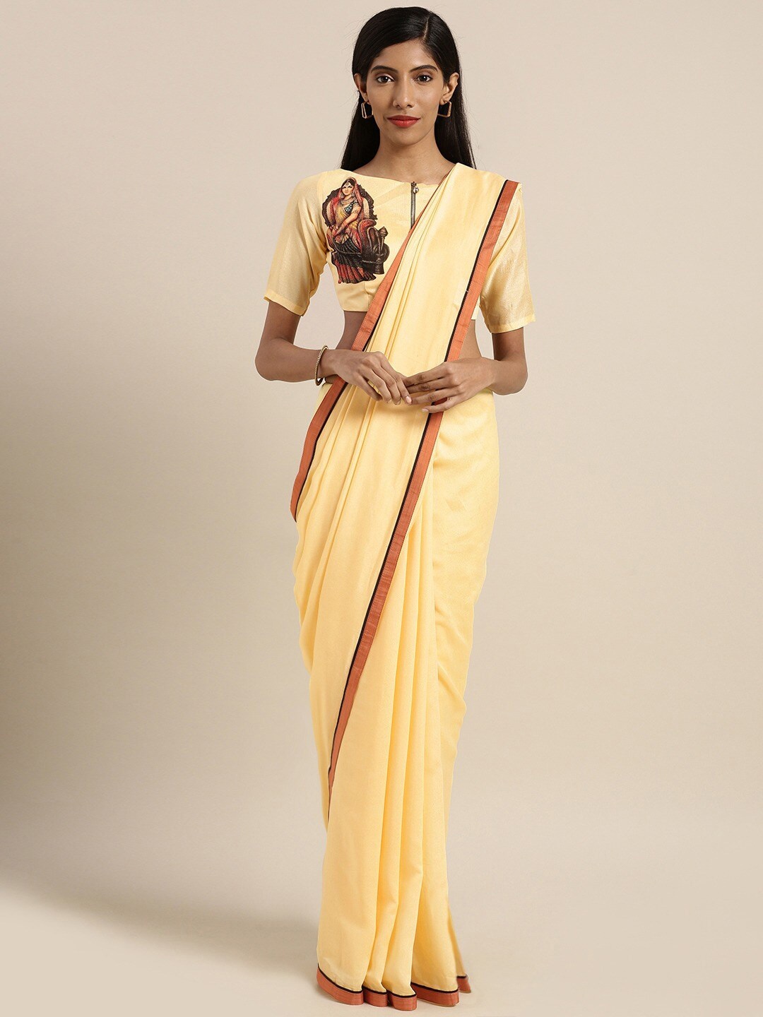 

KALINI Pure Georgette Saree, Yellow