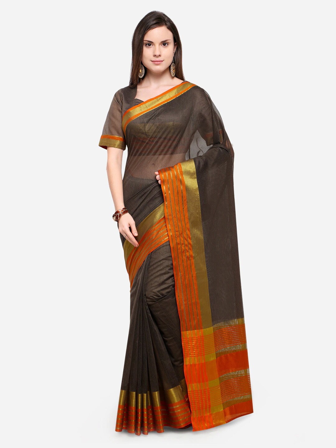 

KALINI Zari Ethnic Saree, Black