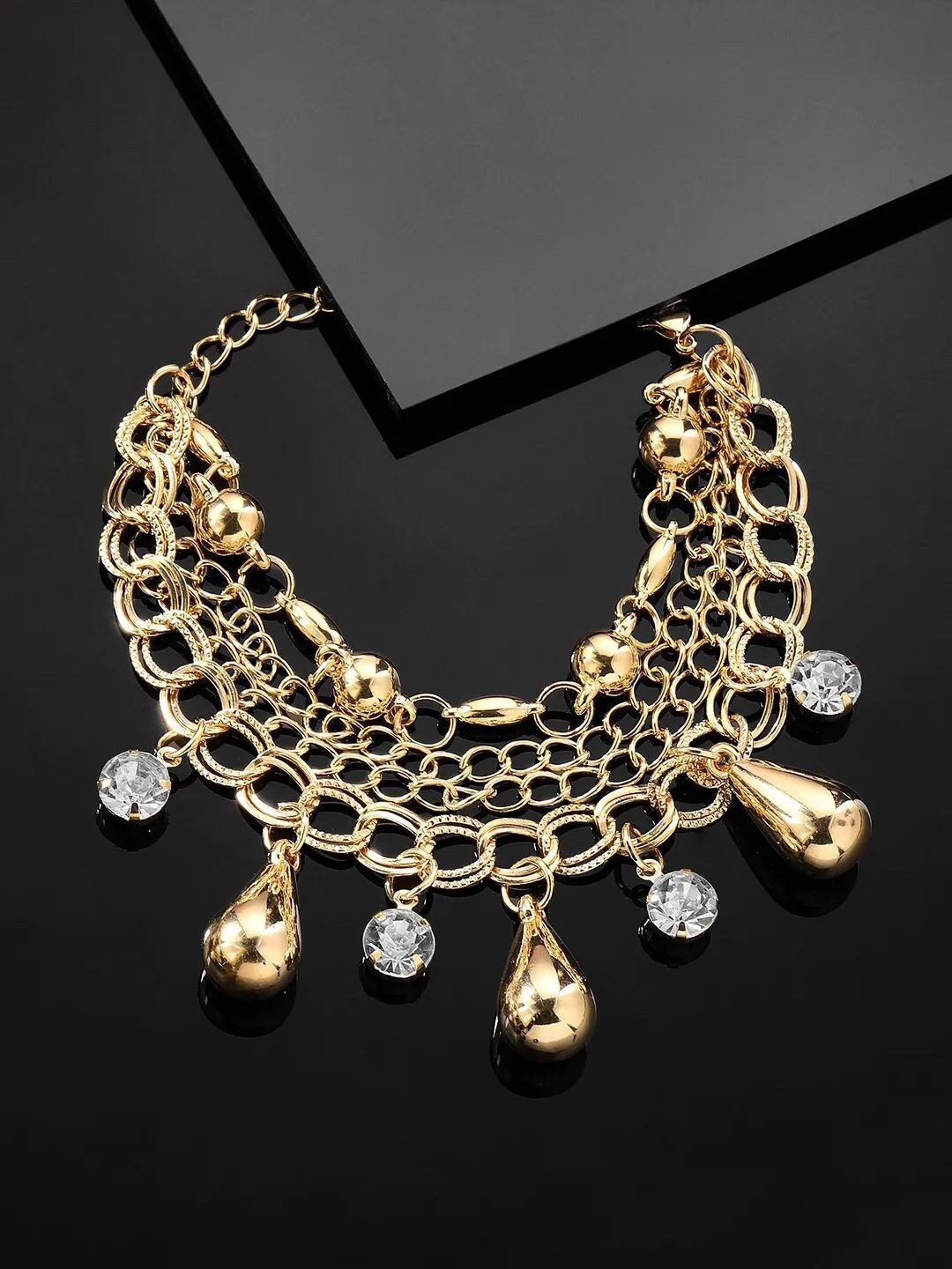 

TOKYO TALKIES X rubans FASHION ACCESSORIES CZ Studded Gold-Plated Link Bracelet