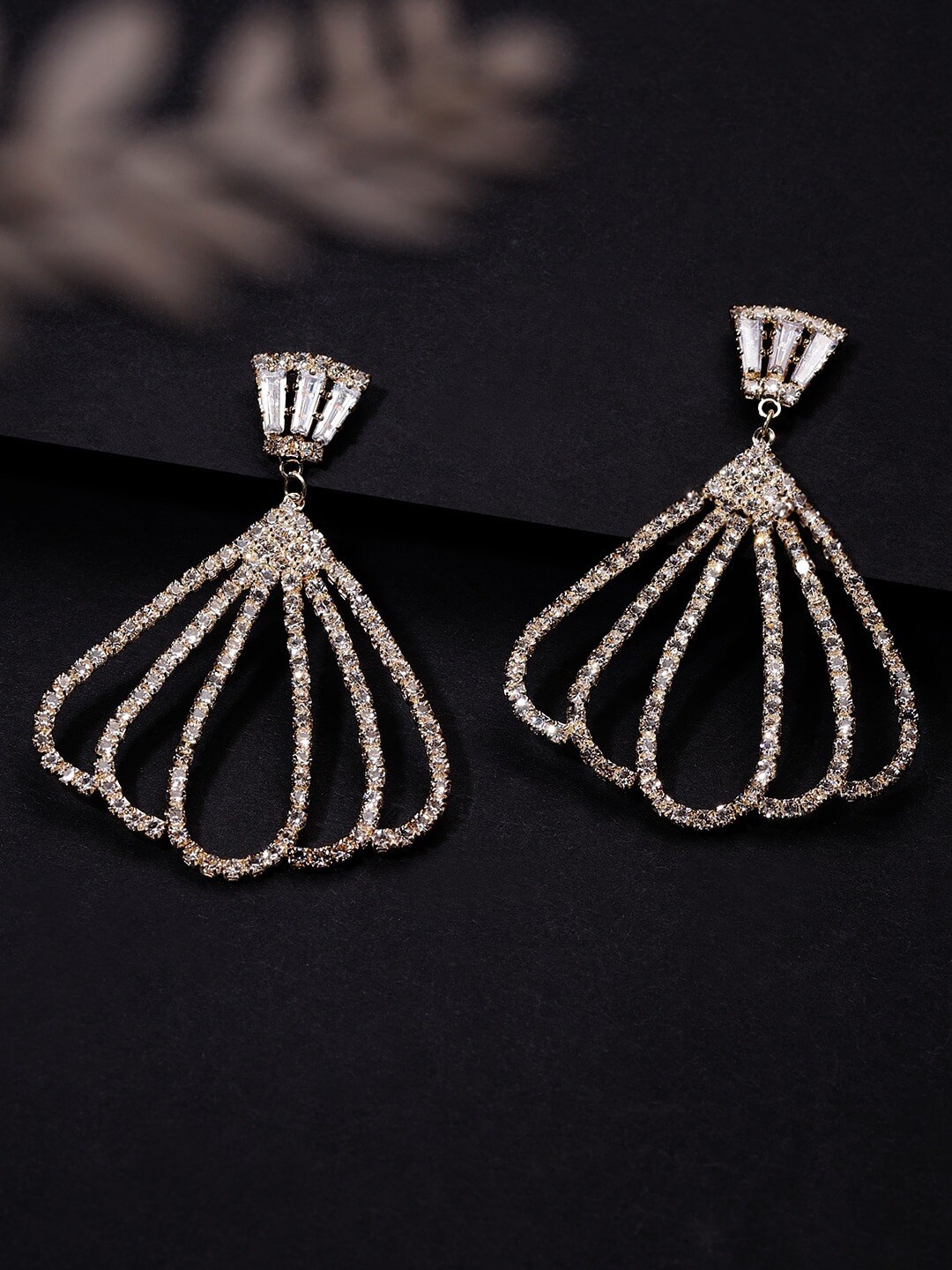 

TOKYO TALKIES X rubans FASHION ACCESSORIES Cubic Zirconia-Studded Drop Earrings, Gold