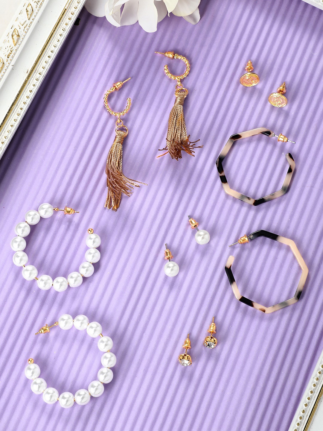 

TOKYO TALKIES X rubans FASHION ACCESSORIES Set Of 6 Gold-Plated Classic Hoop Earrings