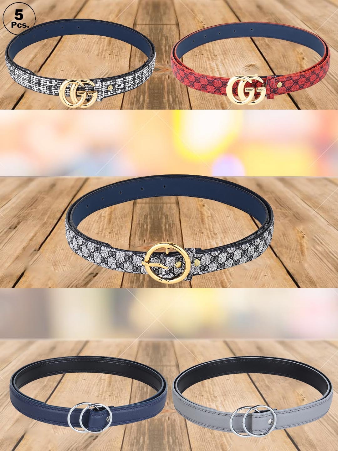 

LONDON FASHION hob Women Printed 3 PU Belt, Assorted