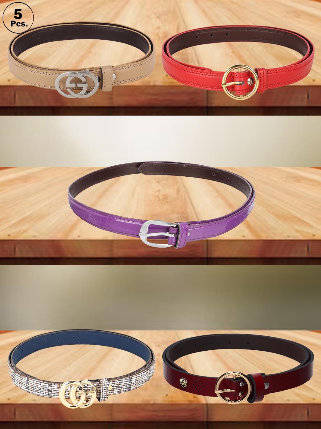 

LONDON FASHION hob Women 3 PU Belt, Assorted
