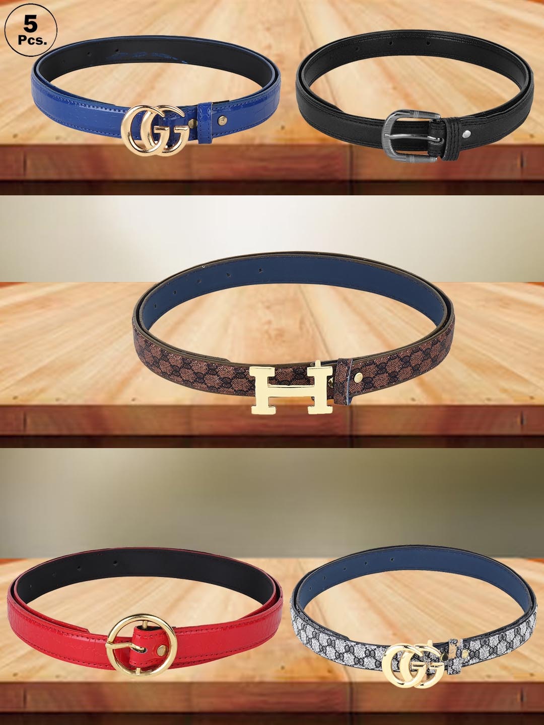 

LONDON FASHION hob Women 3 PU Belt, Assorted