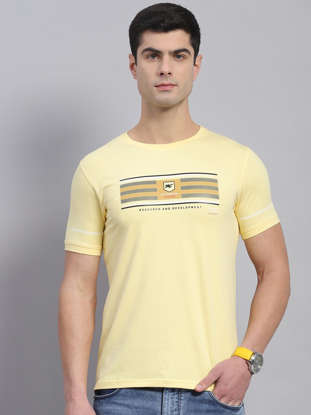 

Monte Carlo Typography Printed Round Neck Short Sleeves T-shirt, Yellow