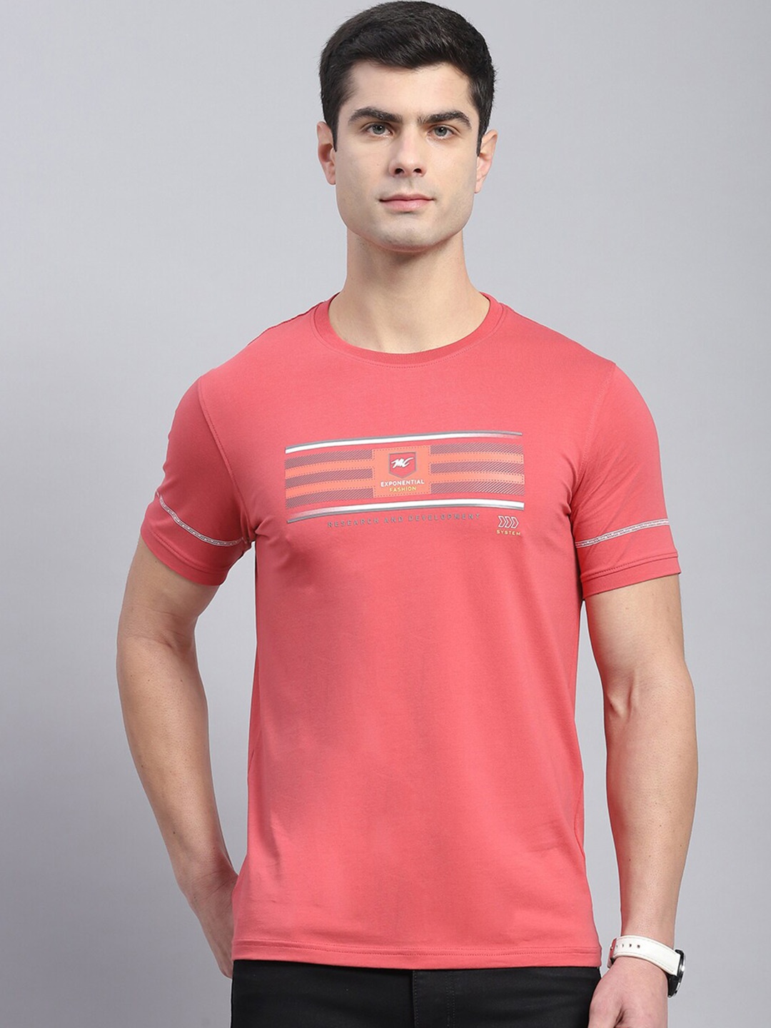Monte Carlo Typography Printed Round Neck Short Sleeves T-shirt, Pink