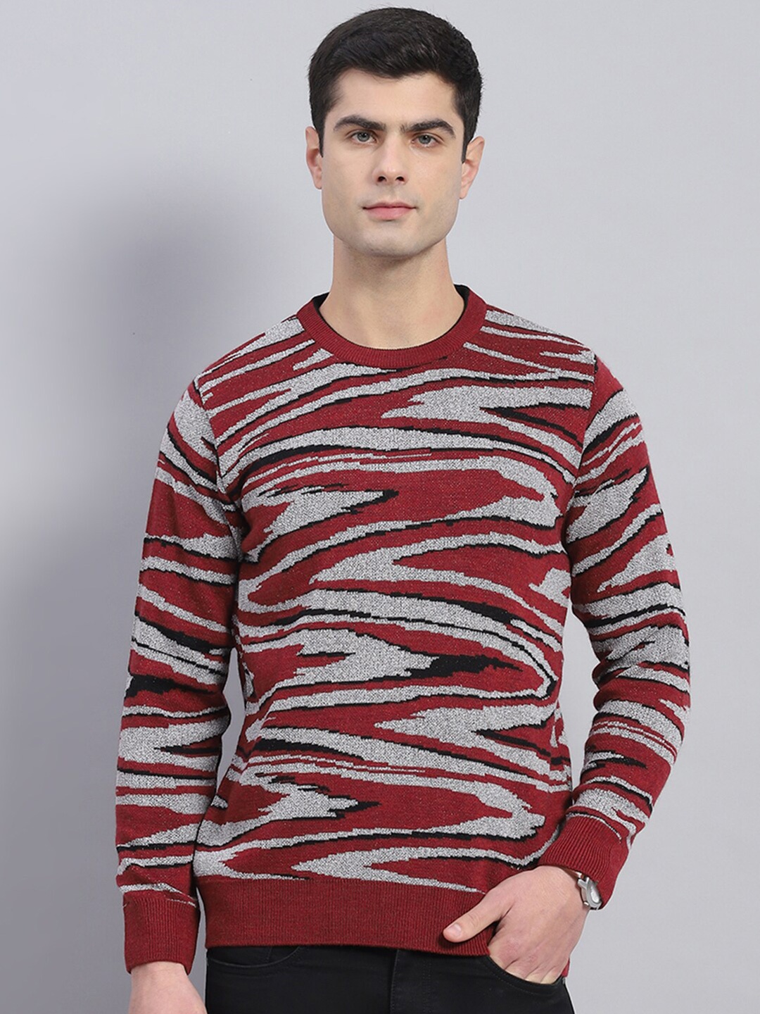 

Monte Carlo Self Designed Woollen Pullover, Red