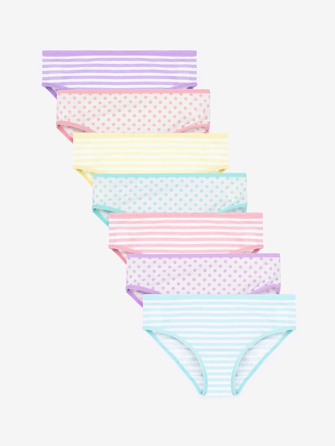 

Charm n Cherish Girls Pack Of 7 Printed Pure Cotton Basic Briefs, Blue