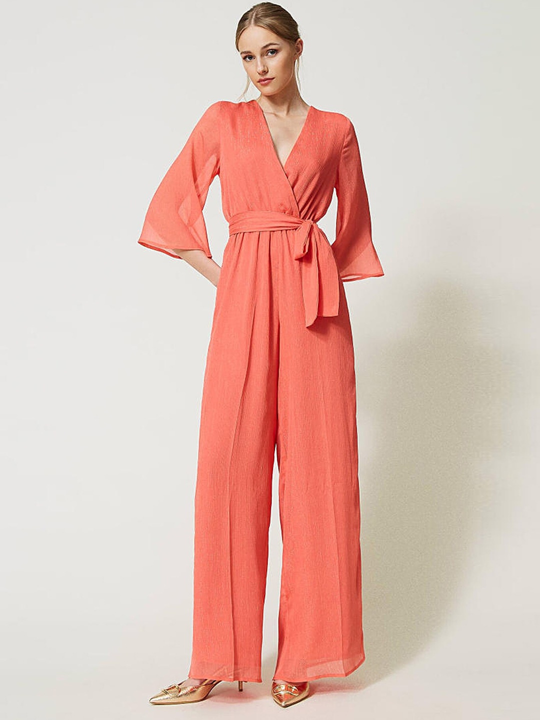 

LULU & SKY V-Neck Basic Jumpsuit, Coral