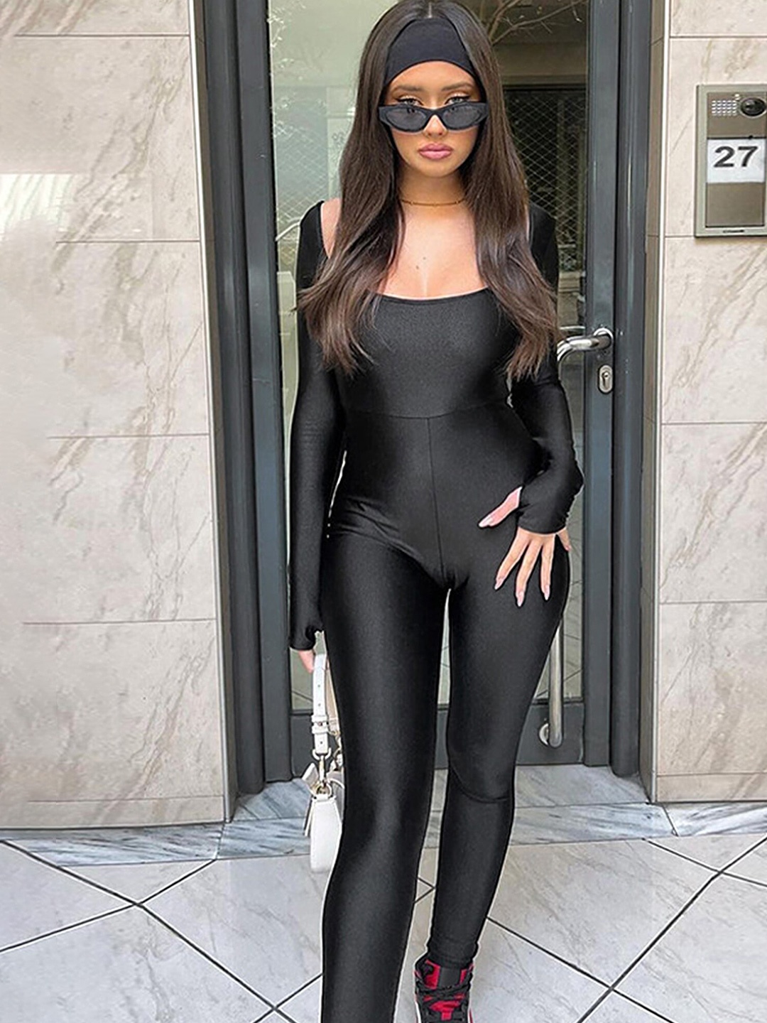 

LULU & SKY Scoop Neck Seamless Basic Jumpsuit, Black