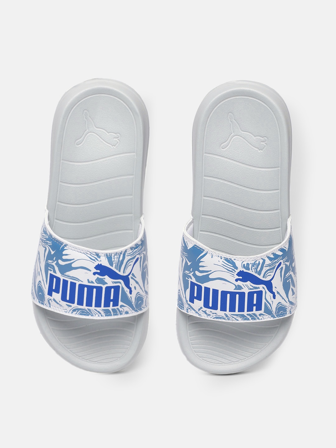 

Puma Women Popcat 20 Apexa Brand Logo Printed Sliders, Blue