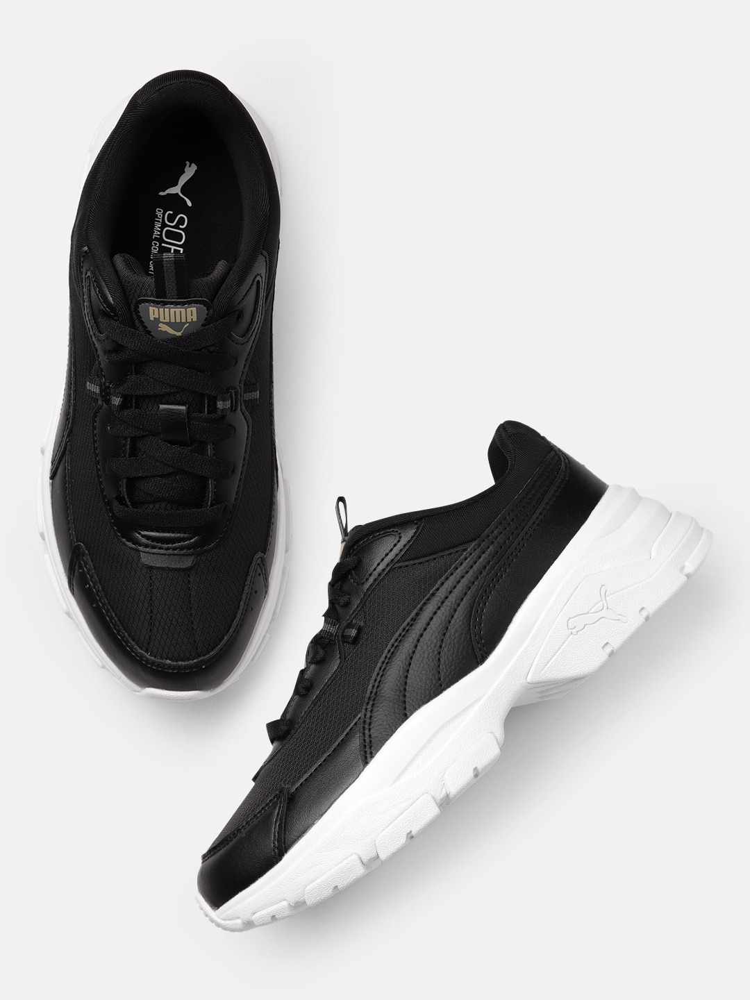 

Puma Women Cassia Via Leather Sneakers, Black