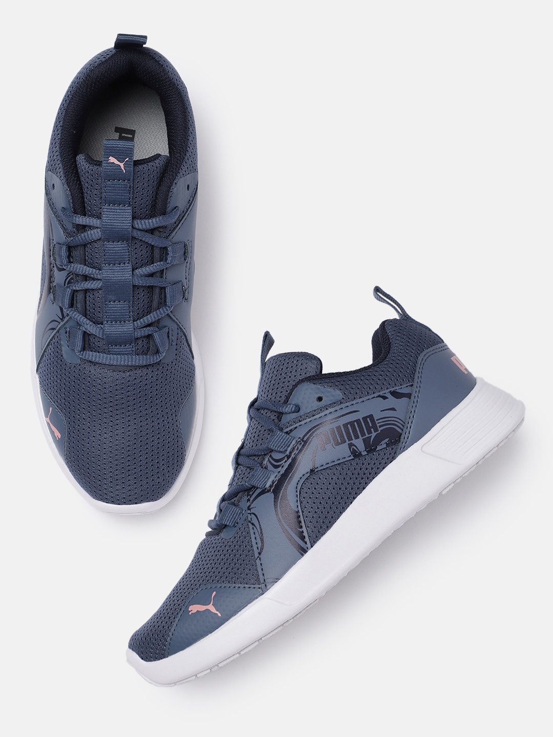 

Puma Women Textured Zenobia Sneakers, Navy blue