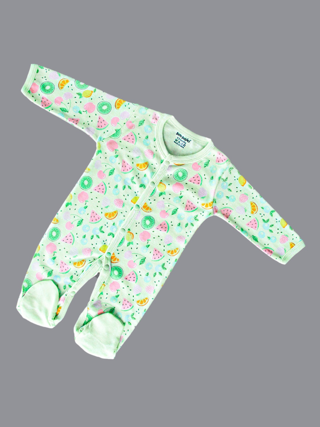 

Born Babies Infants Printed Hooded Cotton Sleepsuit, Green