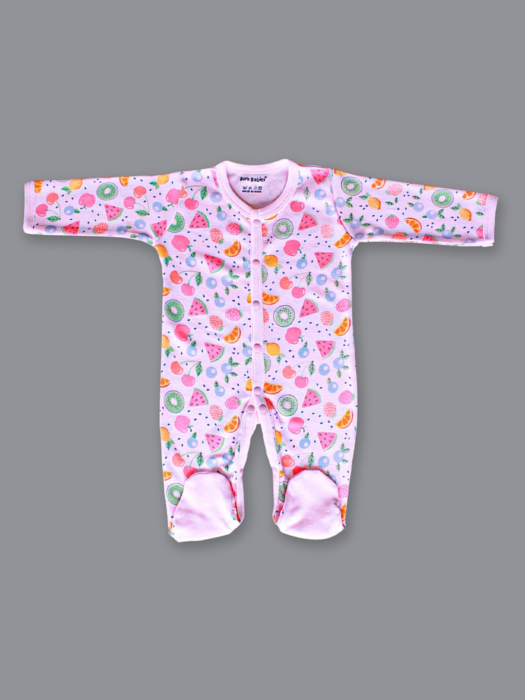 

Born Babies Infants Printed Cotton Sleepsuit, Pink