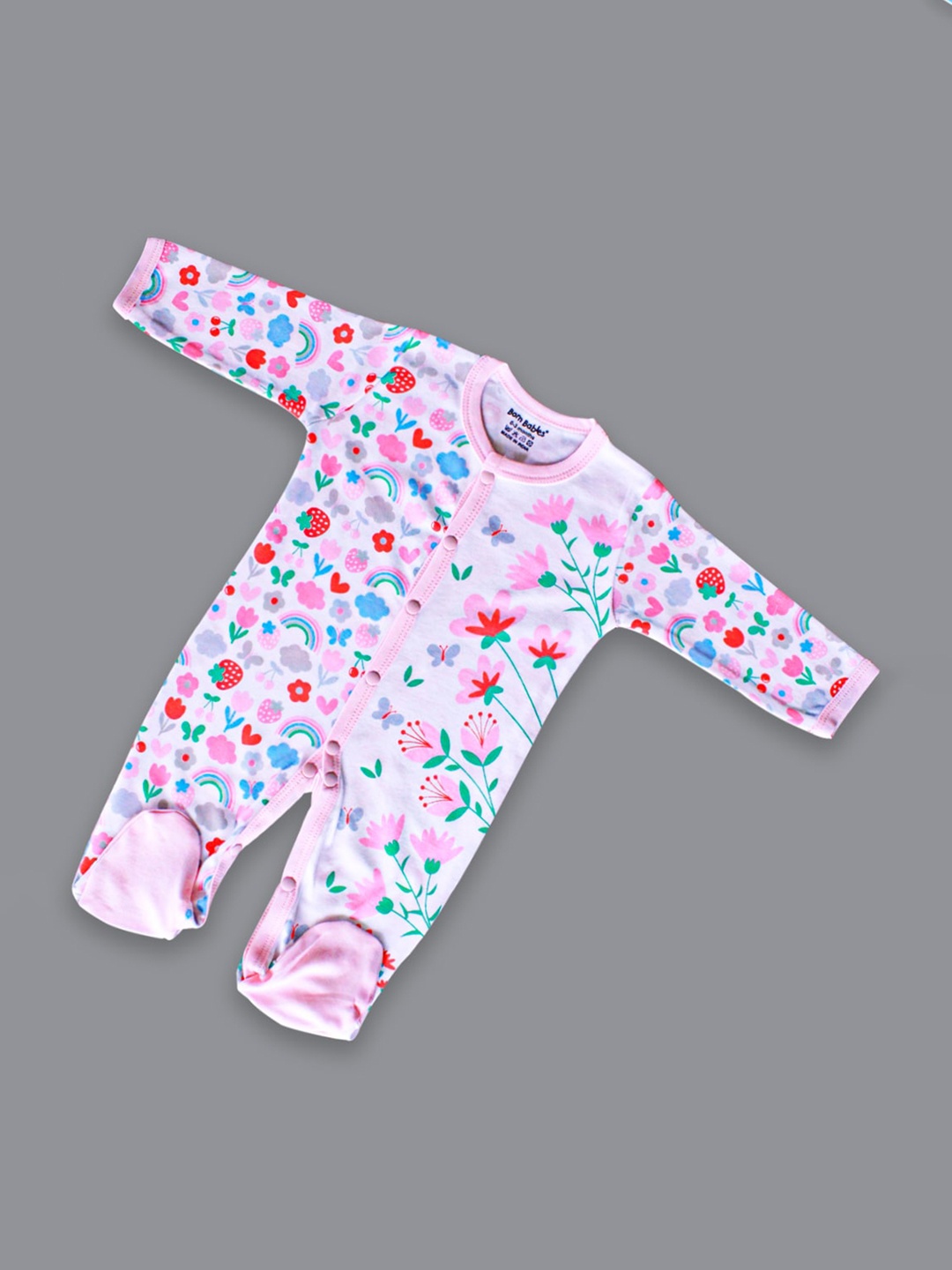 

Born Babies Infants Printed Cotton Sleepsuit, Pink