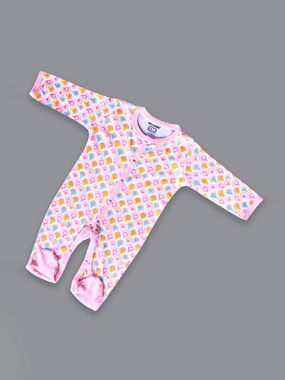 

Born Babies Infants Printed Cotton Sleepsuit, Pink
