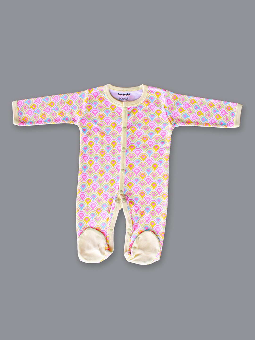 

Born Babies Infants Printed Cotton Sleepsuit, Yellow