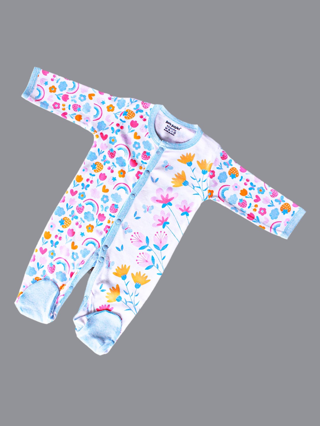 

Born Babies Infants Printed Cotton Sleepsuit, Blue