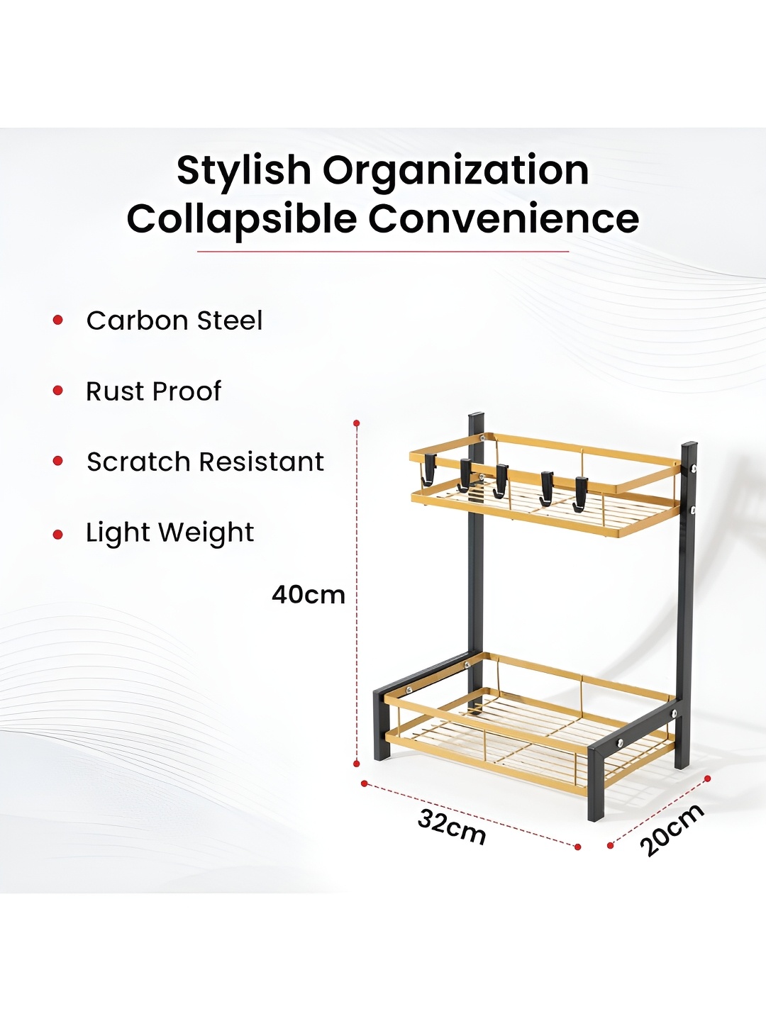 

Kuber Industries Yellow & Black Stainless Steel Dish Drying Rack