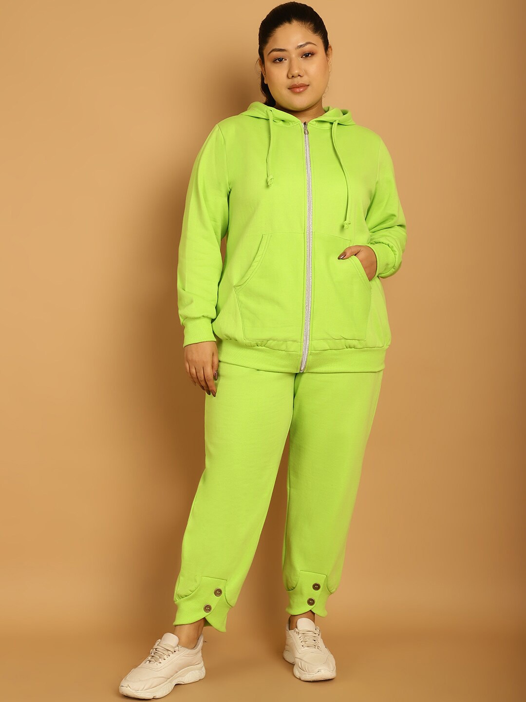 

theRebelinme Plus Size Sweatshirt With Trousers, Fluorescent green