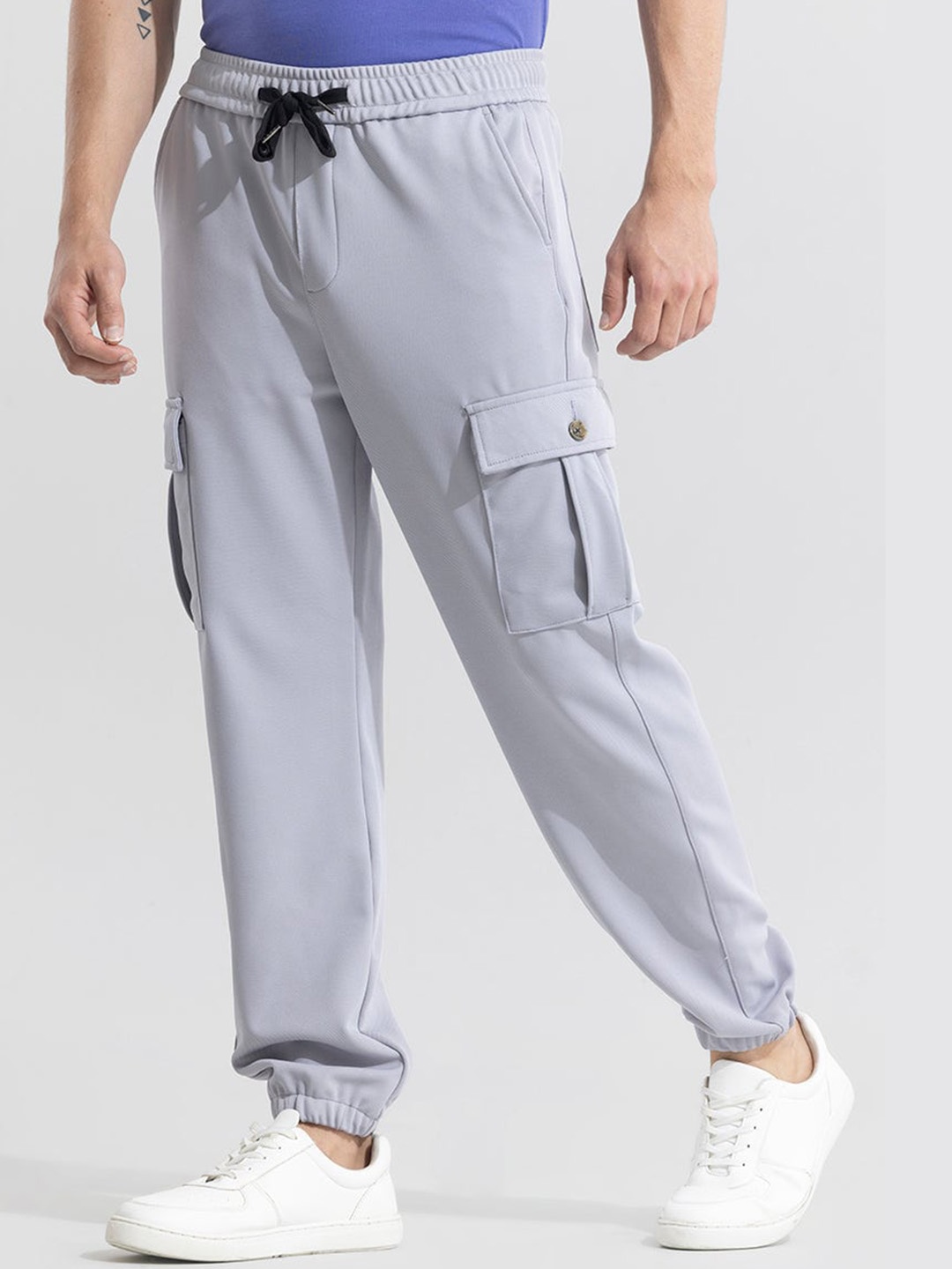 

Snitch Men Smart Slim Fit Cotton Cargos, Grey