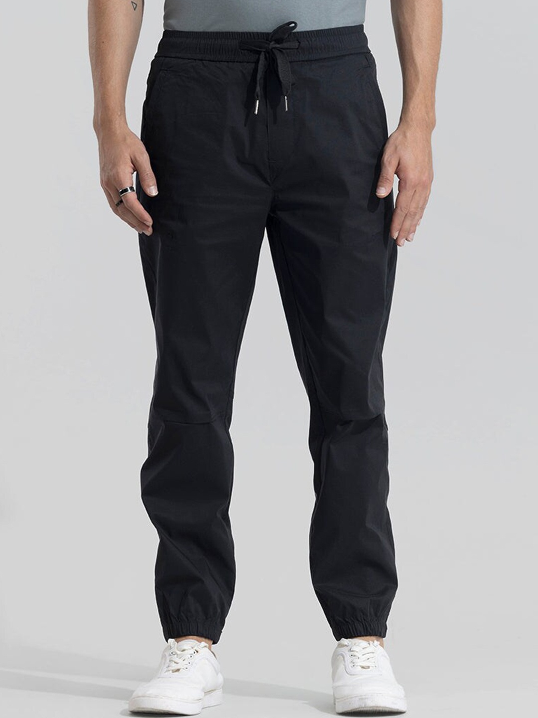 

Snitch Men Smart Tapered Fit Cotton Jogger, Black