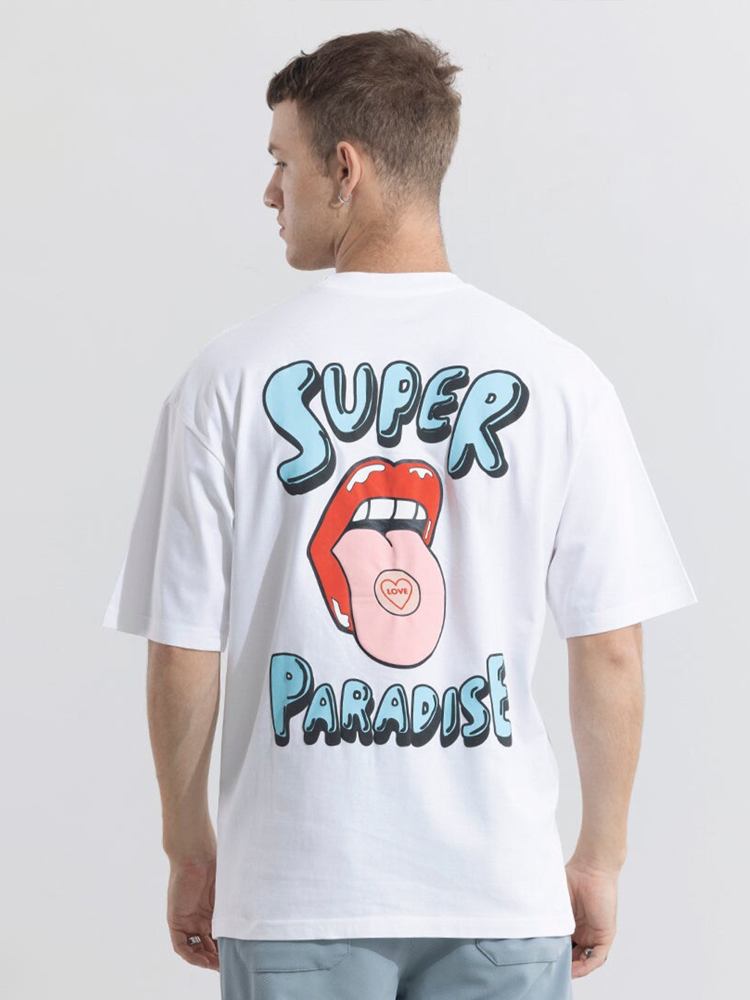 

Snitch Graphic Printed Oversized Cotton T-shirt, White
