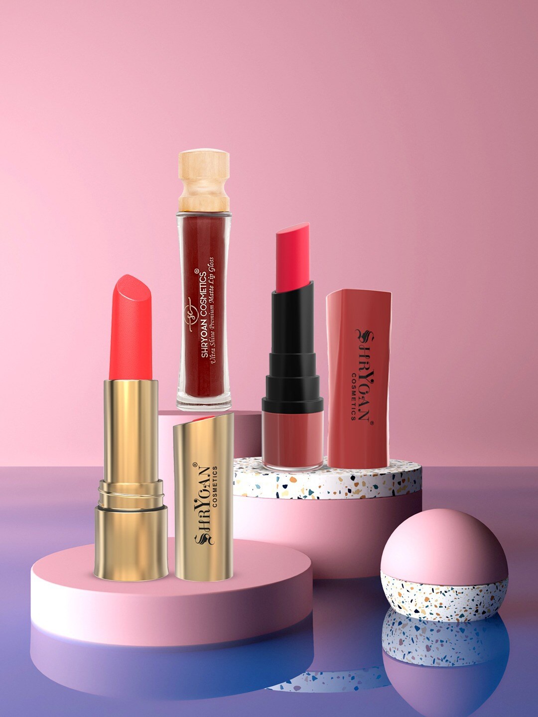 

SHRYOAN Set of Long Lasting Lipstick + Non Transfer Lipstick + Lip Gloss, Red