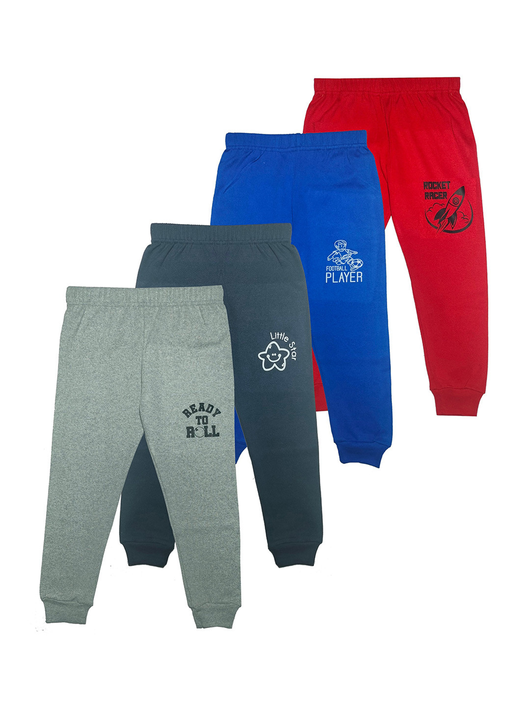 

BAESD Girls Pack Of 4 Mid-Rise Pure Cotton Joggers, Blue