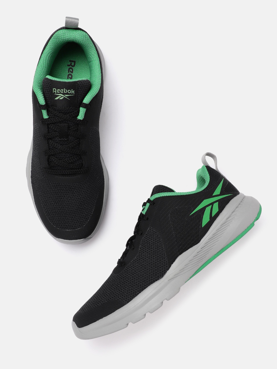 

Reebok Men Woven Design Crunch Runner Shoes, Black