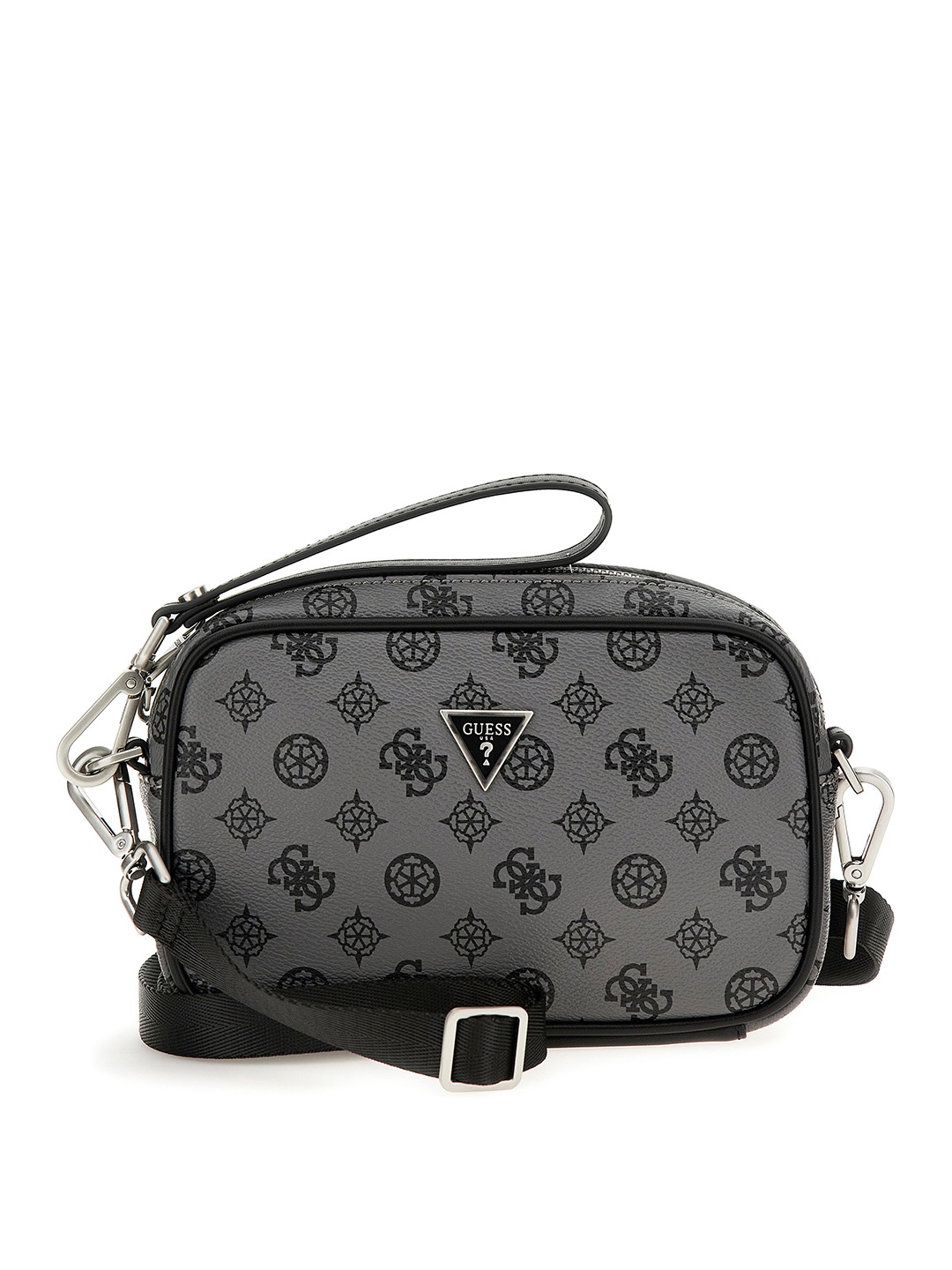 

GUESS Printed PU Structured Sling Bag, Grey