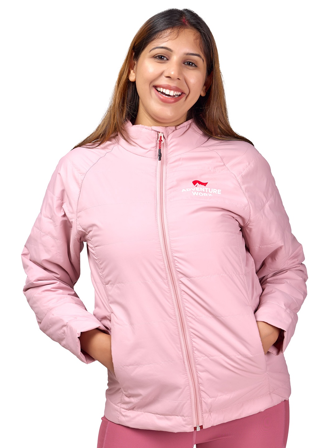 

ADVENTURE WORX Stand Collar Dry Fit Lightweight Padded Jacket, Pink