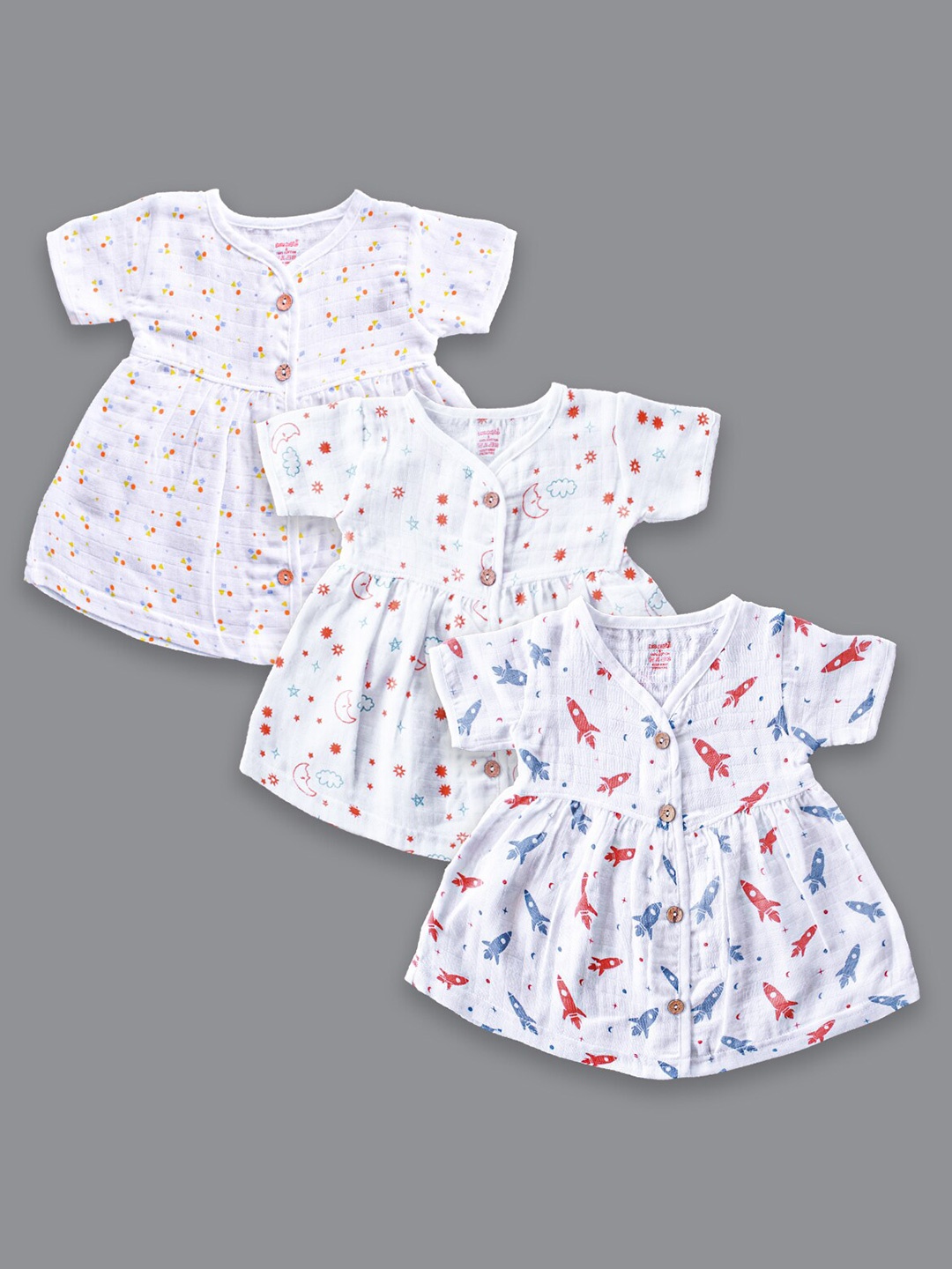 

Born Babies Girls Printed Organic Cotton Maxi Dress, Orange