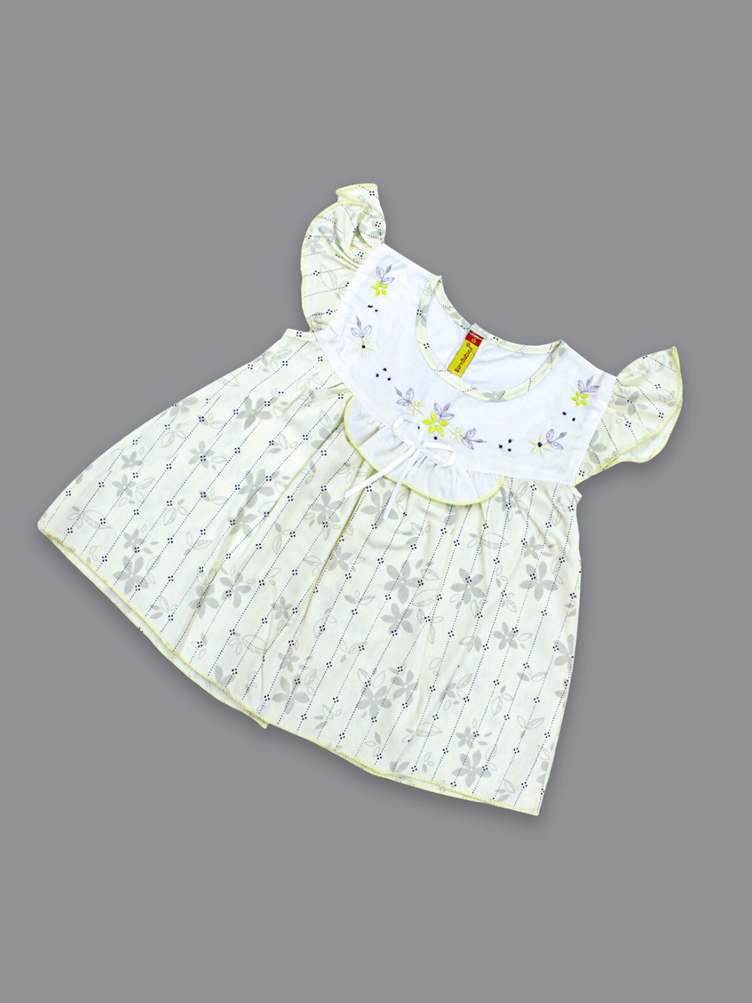 

Born Babies Girls Floral Printed Flutter Sleeve Organic Cotton Maxi Dress, Yellow