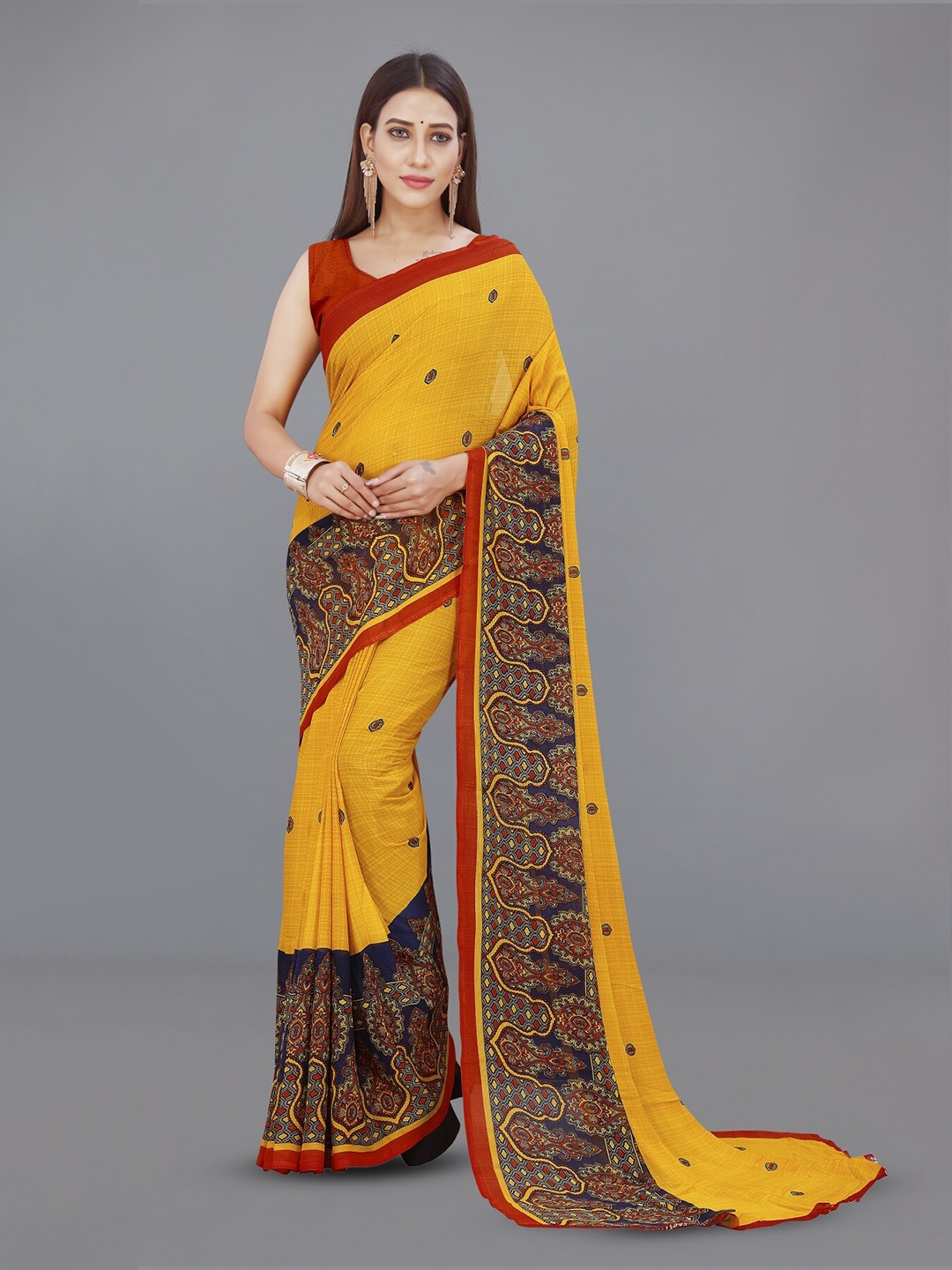 

ANAND SAREES Ethnic Motifs Saree, Blue