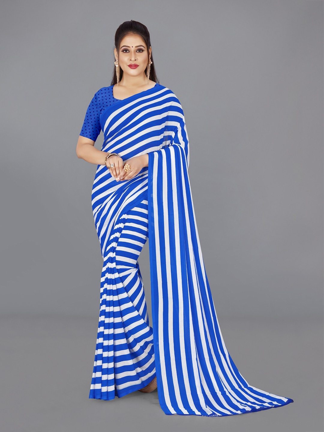 

Moda Rapido Striped Saree, Blue
