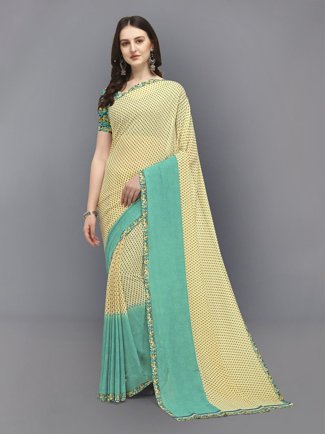 

ANAND SAREES Floral Printed Saree, Blue