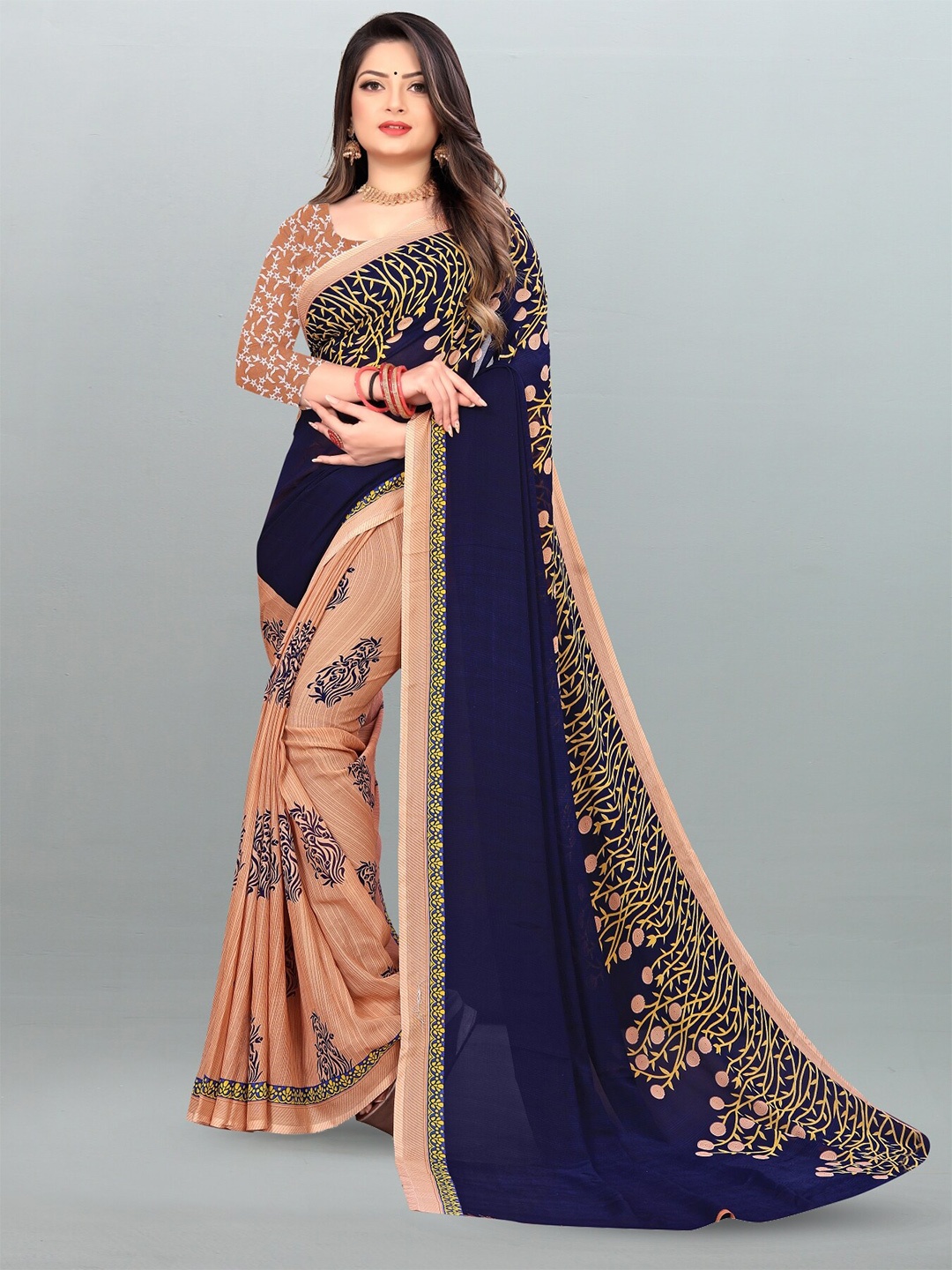 

Moda Rapido Floral Printed Saree, Blue