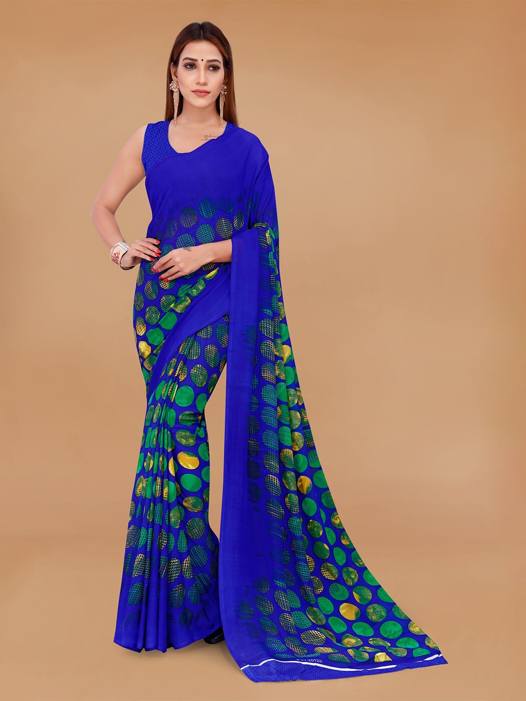 

Moda Rapido Geometric Printed Saree, Blue