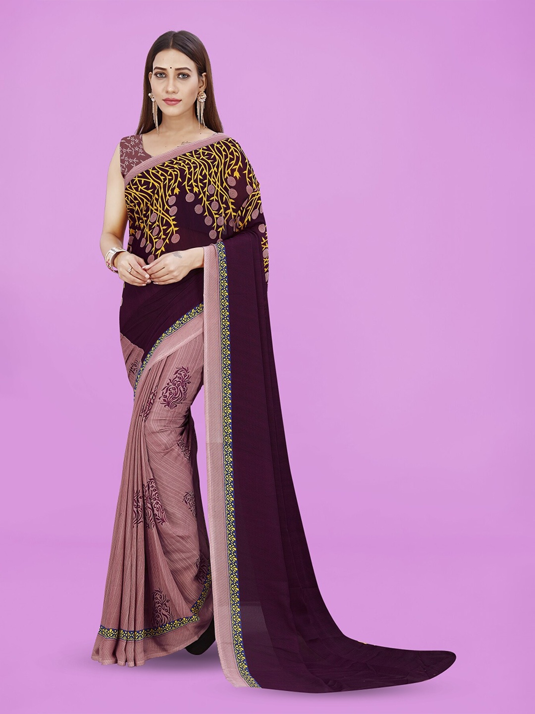 

Moda Rapido Ethnic Motifs Printed Saree, Purple