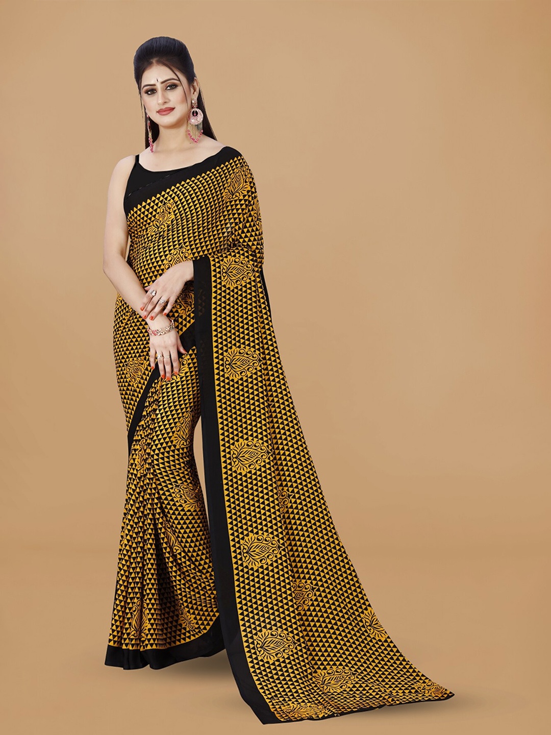 

ANAND SAREES Ethnic Motifs Printed Saree, Yellow