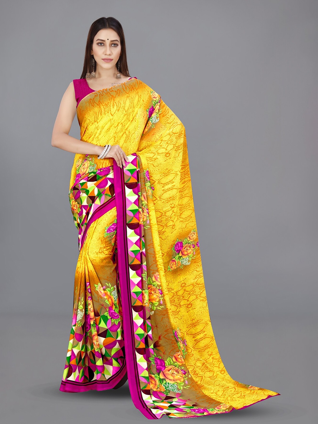 

Moda Rapido Floral Printed Saree, Yellow